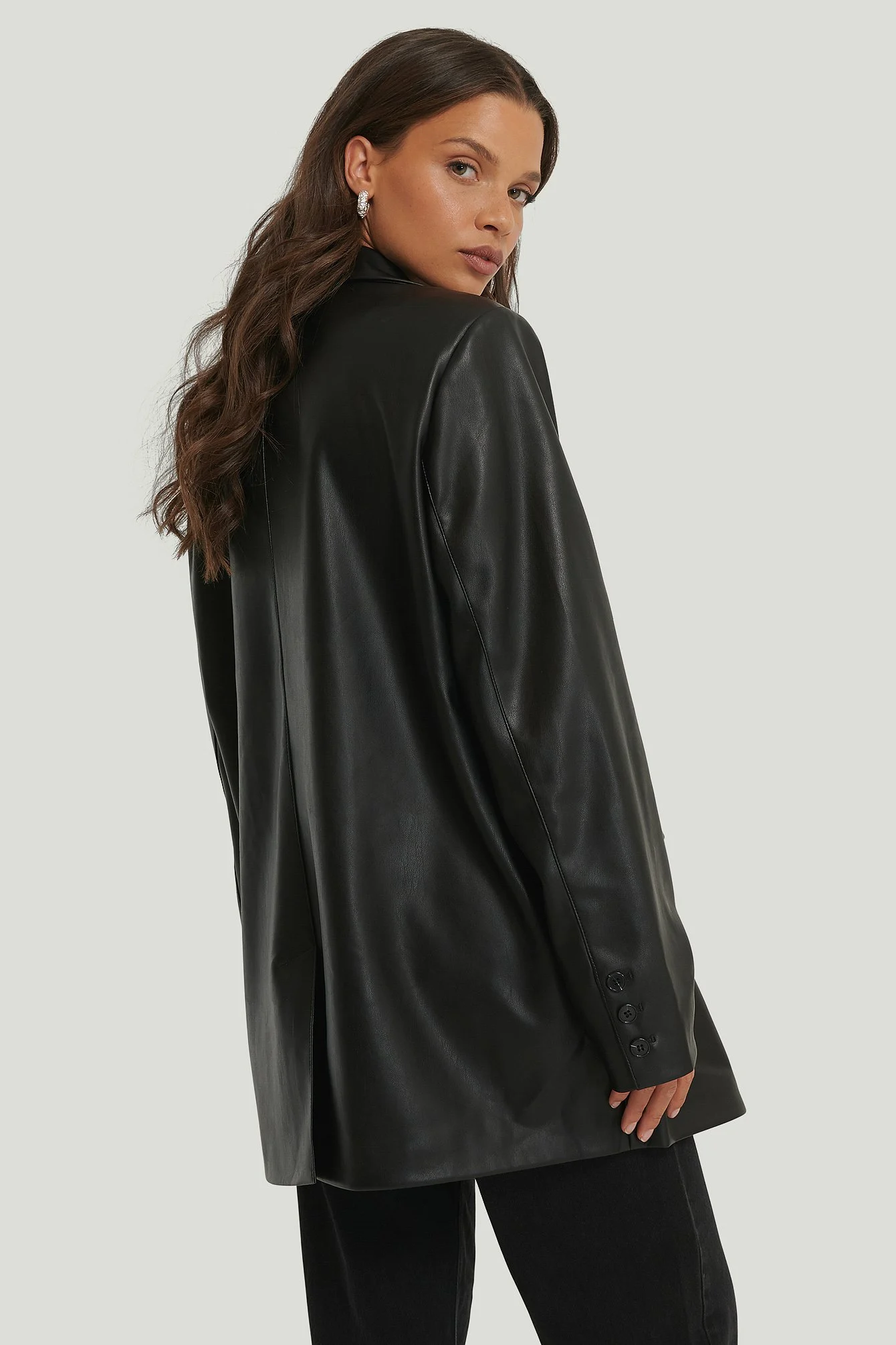 Maxi übergroßer PU-Blazer
