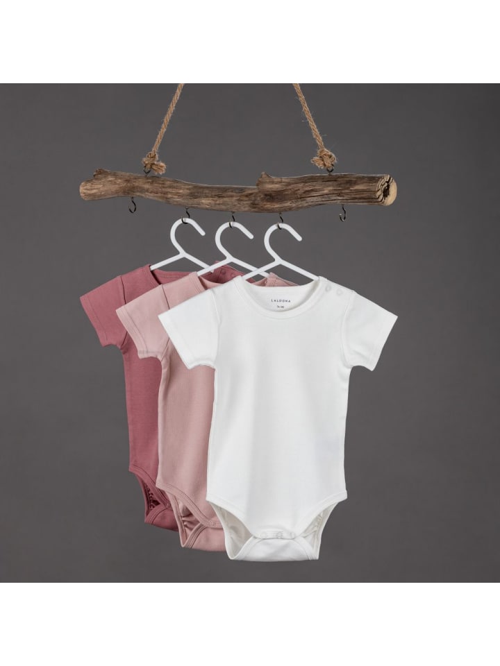 LaLoona Baby Body Kurzarm OEKO-TEX® 3er Pack - Rose - in rosa günstig kaufen
