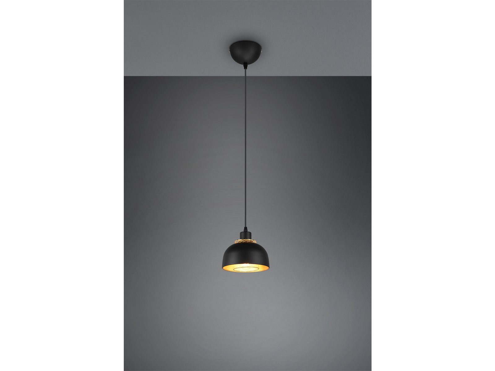 meineWunschleuchte LED Pendelleuchte, Dimmfunktion, LED wechselbar, warmweiß, Designer Esstischlampe einflammig über Kücheninsel Schwarz Gold, 18cm