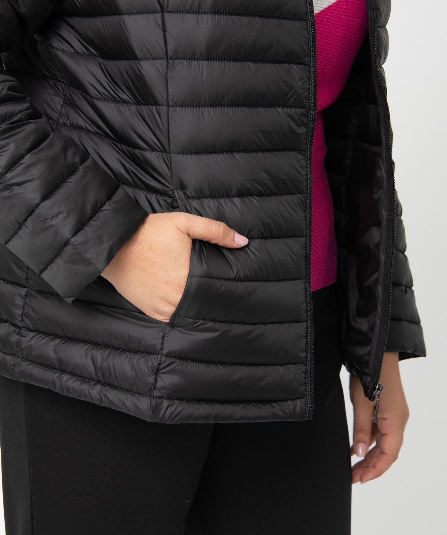 Doudoune femme grande taille matelassage fin avec col montant noir | GEMO
