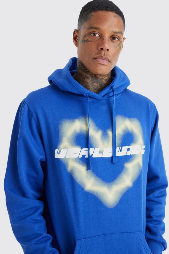 Oversize Hoodie mit Worldwide Herz Print