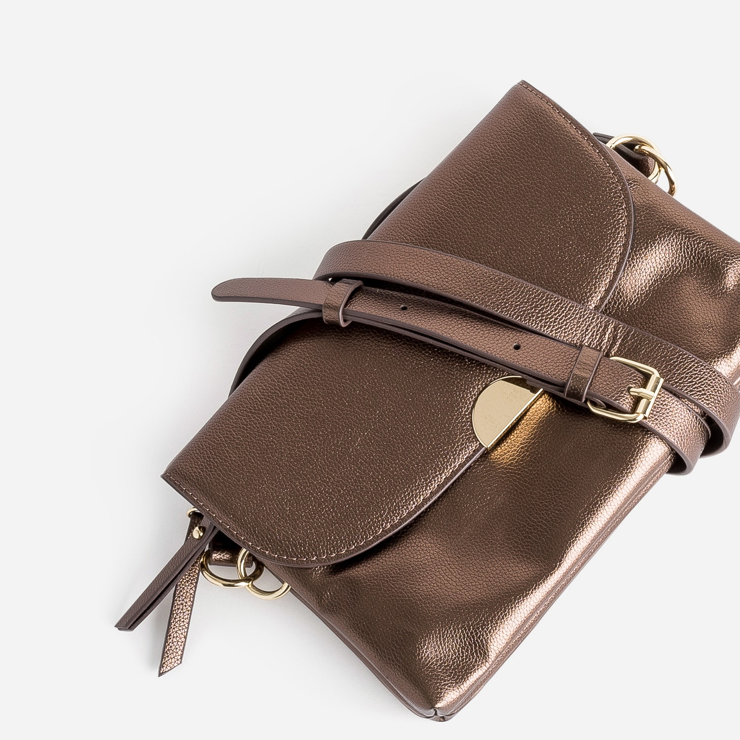 Sac bandoulière bronze à double compartiment
