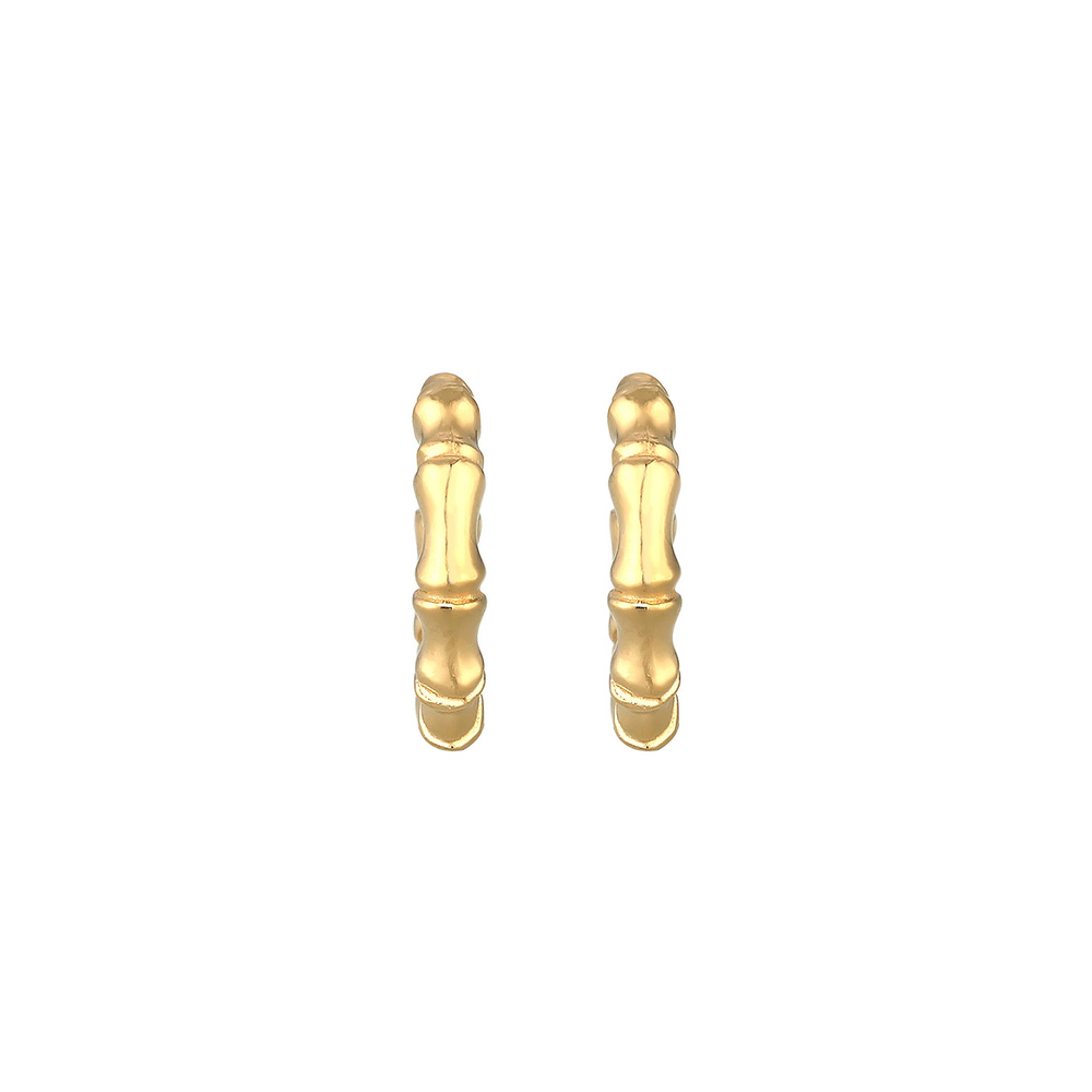 Elli Elli Boucles d'Oreilles Femme Tendance au Look Bambou Créoles en Argent Sterling  Boucles d'oreilles