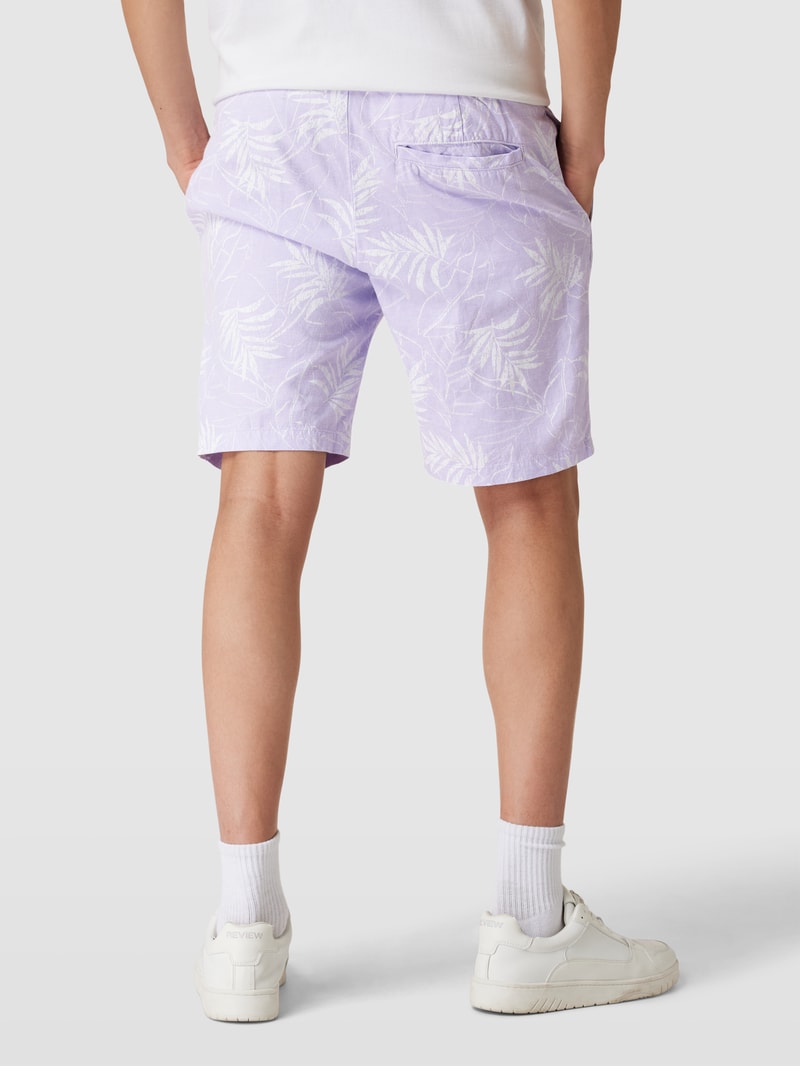 Regular Fit Bermudas mit Streifenmuster in flieder