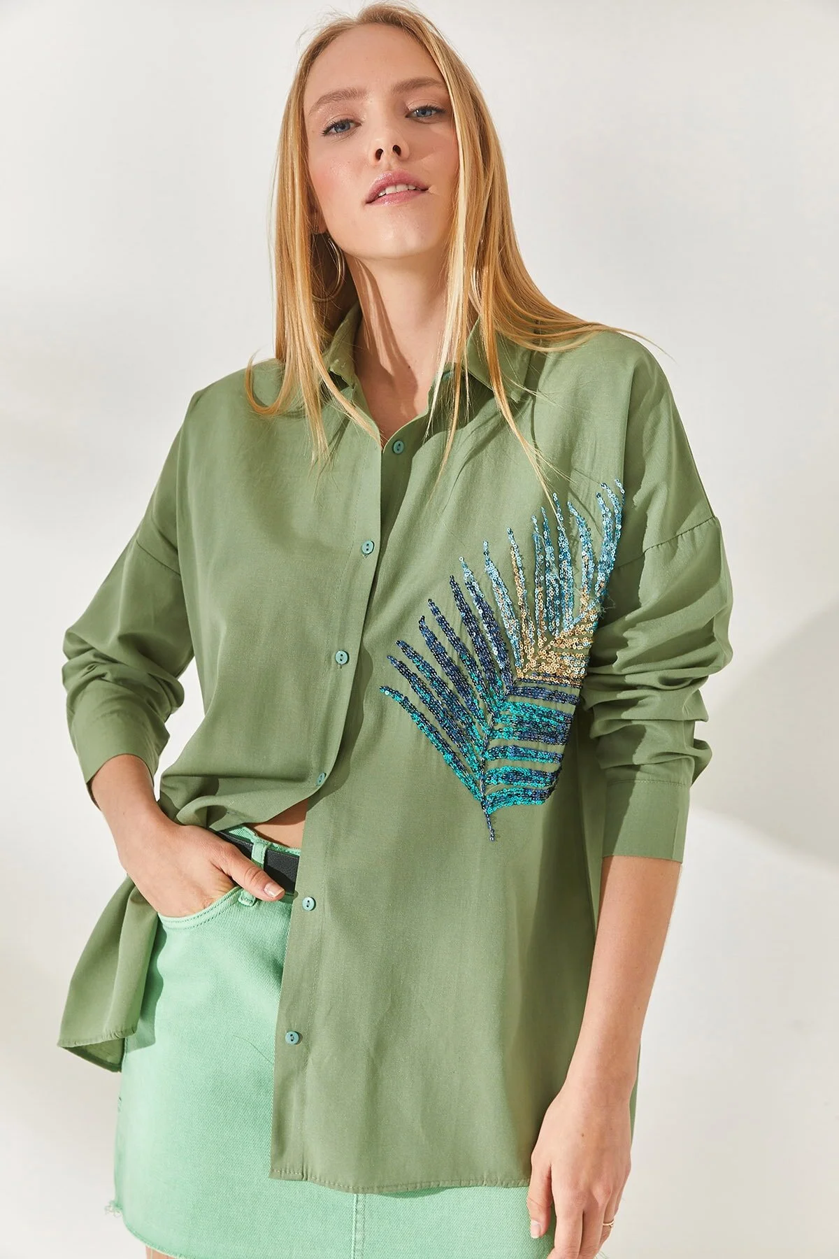 Olalook  Hemd - Grün - Oversized