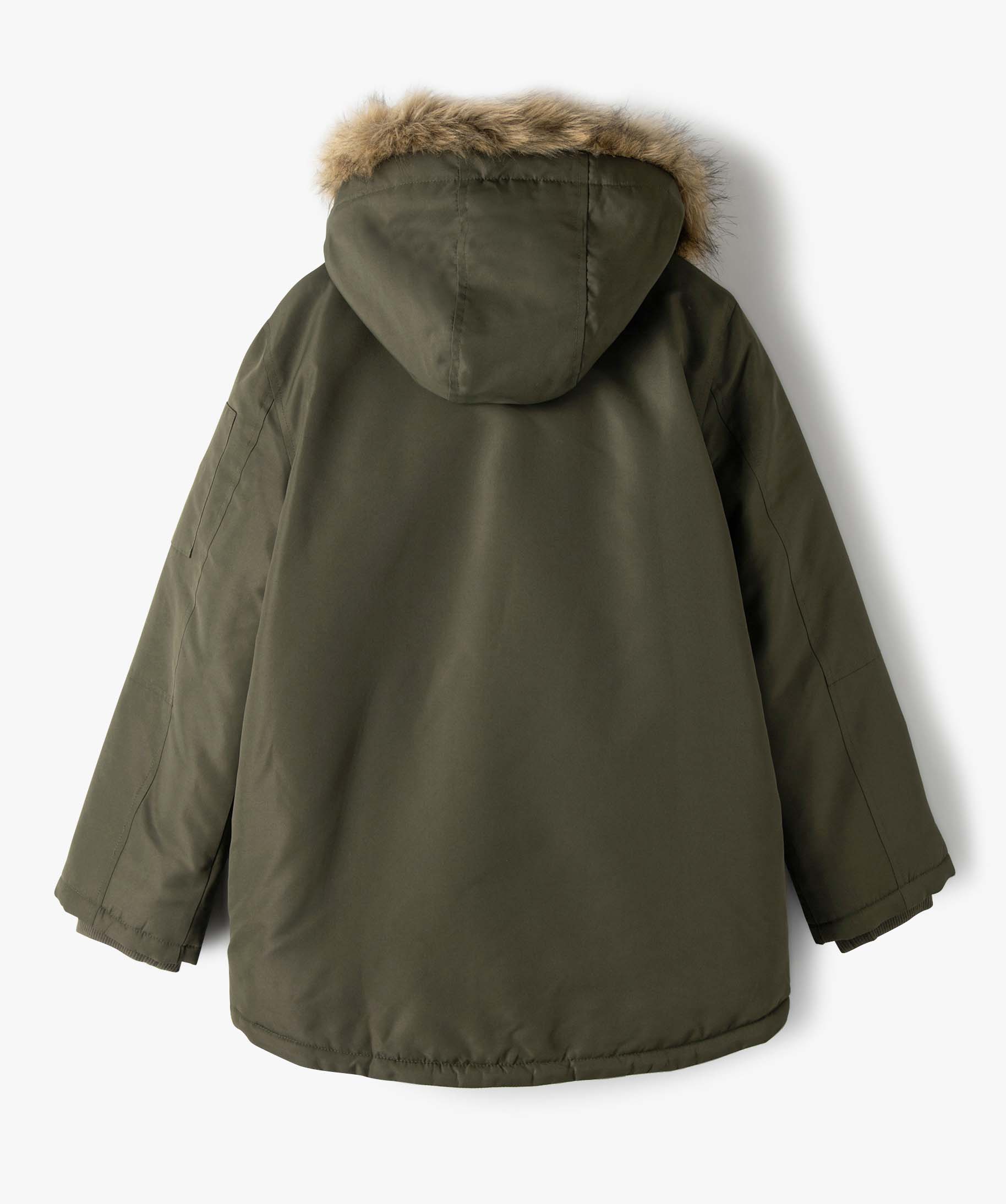 Blouson Garçon matelassé avec doublure sherpa et capuche f... kaki | GEMO