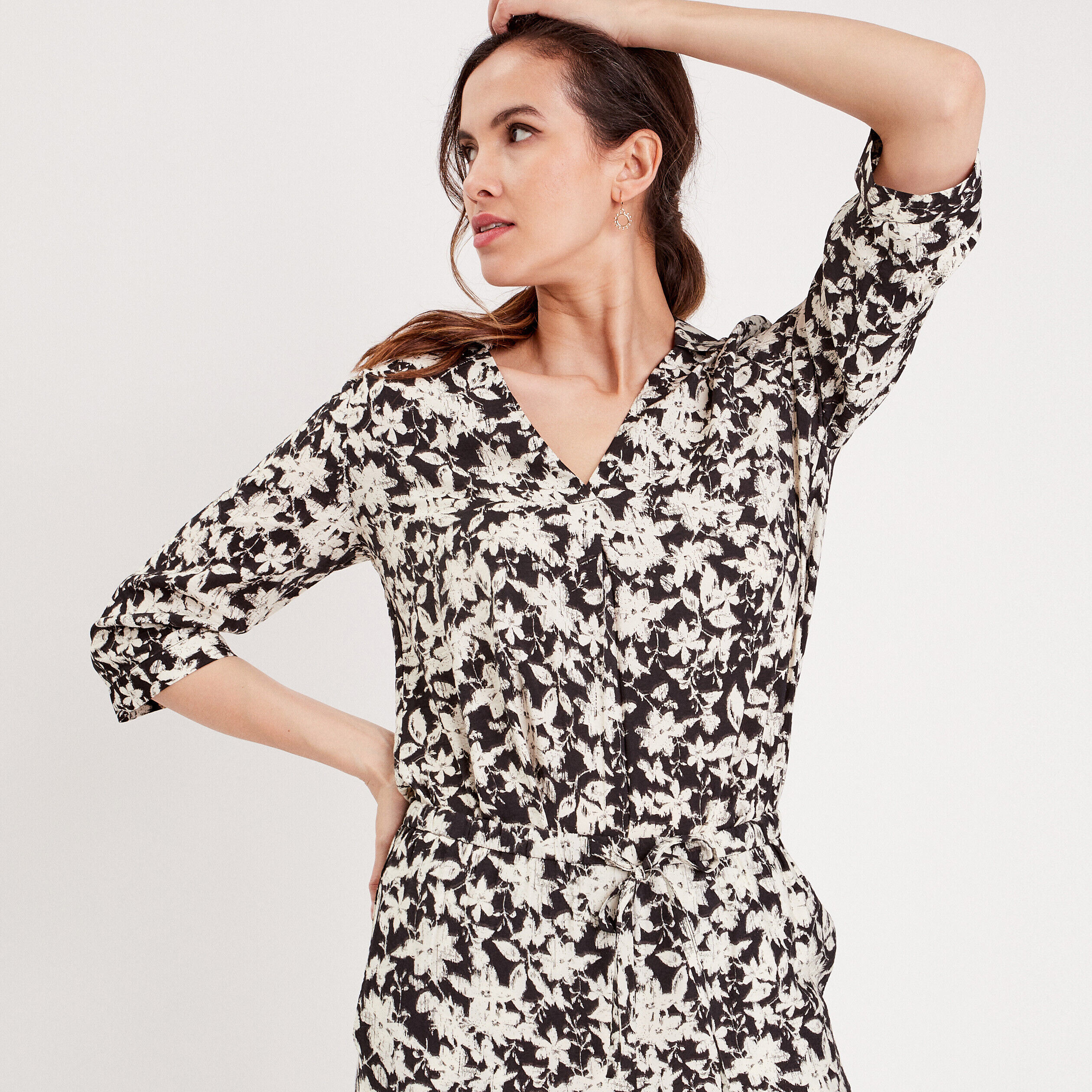 Blouse manches 3/4 noir femme | Cache Cache