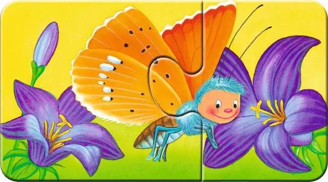 Kinderpuzzle ab 2 Jahren - Tiere im Garten - 2 Teile