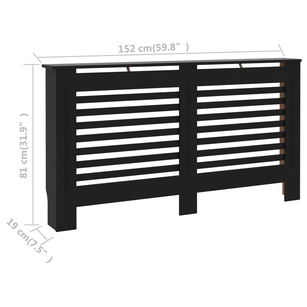 vidaXL Heizkörper-Wäschetrockner Heizkörperverkleidung Schwarz 152 x 19 x 81 cm MDF