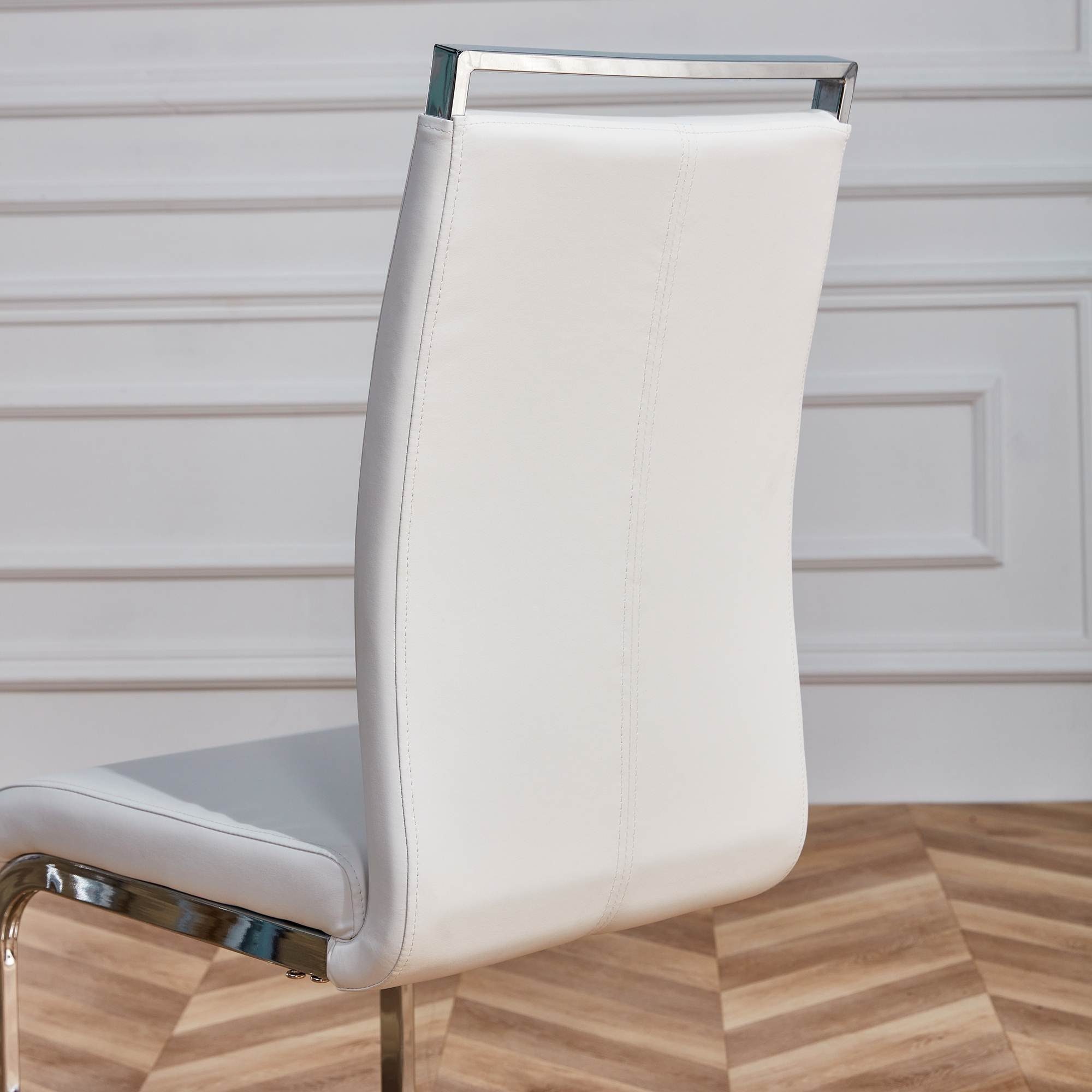 WISHDOR Freischwinger 4er Schwingstuhl Esszimmerstuhl Küchenstuhl Polsterstuhl Polster Stuhl (nur 4 Stühle ohne Esstisch, Kunstleder, Kunstlederstuhl, Kunstlederstühle), Bis 120 kg, belastbar, Set, 4 St