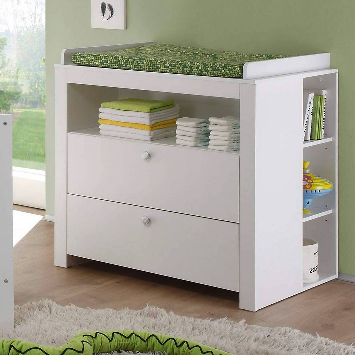 Babyzimmer Komplett Set inkl. Gitterbett OLBIA-19 in weiß