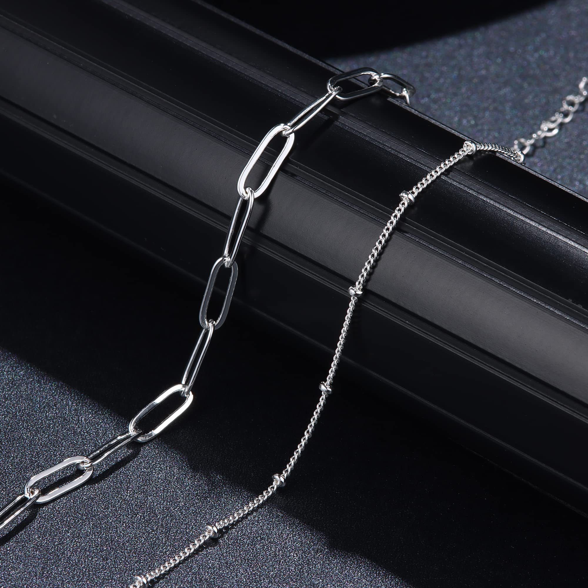 POCHUMIDUU Armband Armband Silber 925 für Damen Schließe Büroklammer Kette Armbänder, Armband Verstellbare Armbänder für Frauen