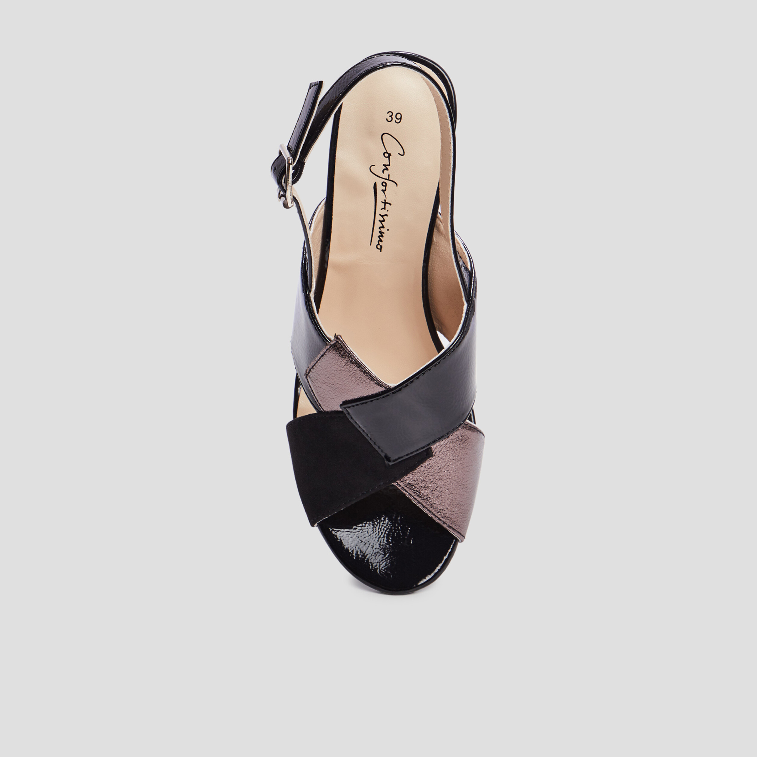 Sandales à talons pied large noir femme | La Halle
