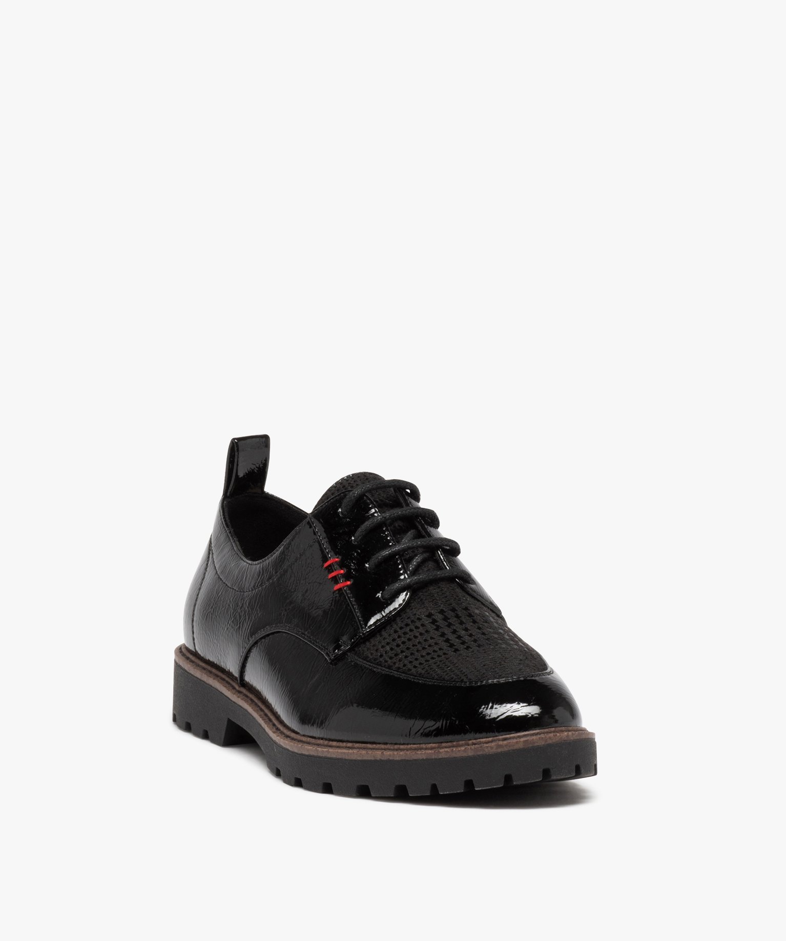 Derby verni avec semelle crantée femme noir | GEMO