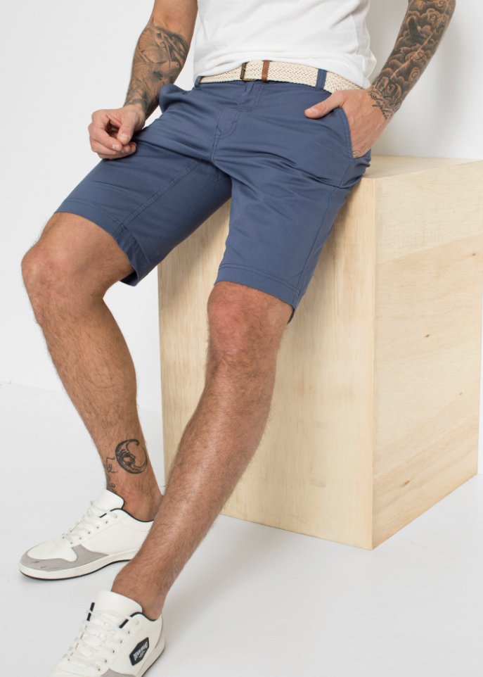 Stretch-Chino-Bermuda mit Gürtel, Regular Fit