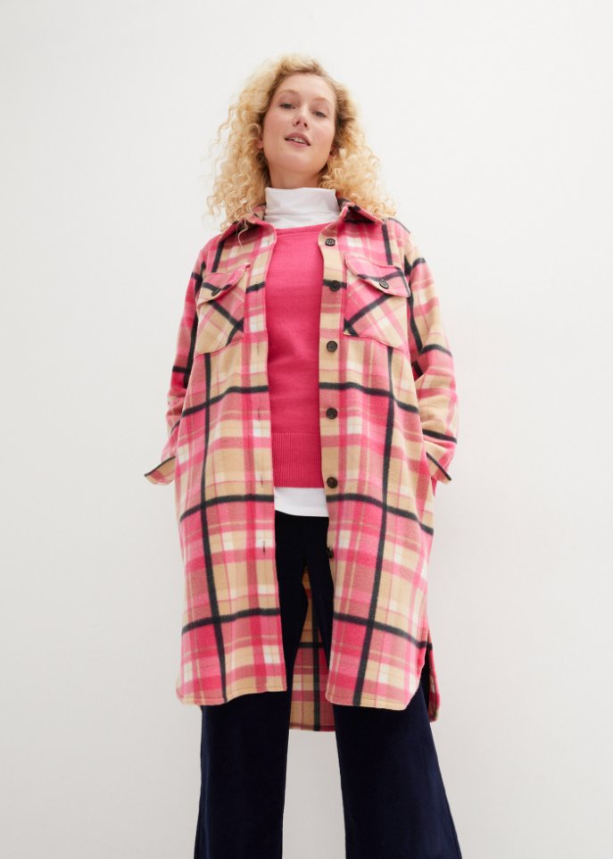 Kariertes Long-Shacket, gefüttert