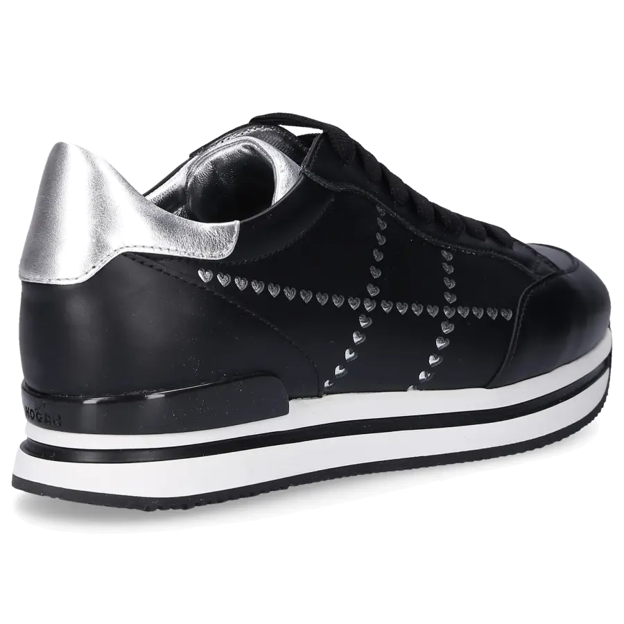 Hogan - Sneaker low H222 Kalbsleder Lochmuster Logo schwarz - schwarz