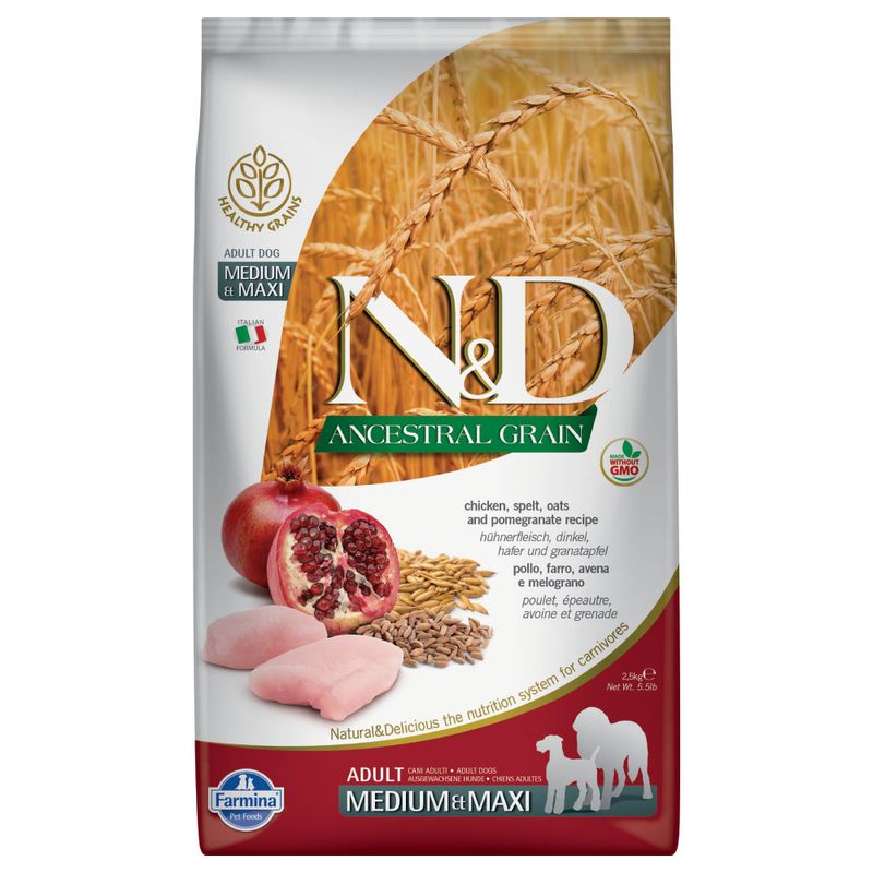 Farmina N&D Ancestral Grain Adult Medium & Maxi mit Huhn & Granatapfel