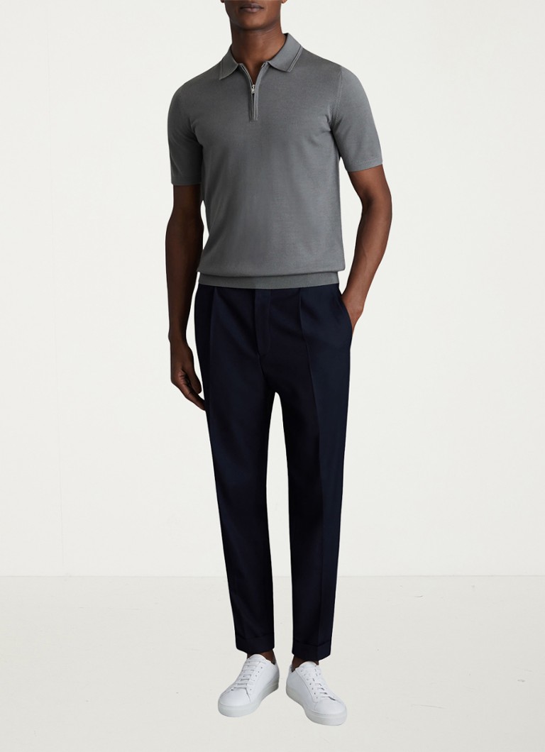 Polo Reiss Maxwell de malha fina e corte slim, em lã merino, com meio zíper.