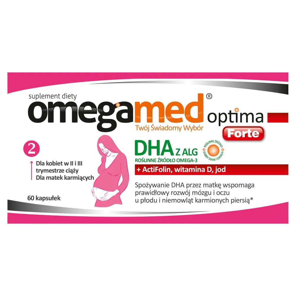 Omegamed Optima Forte, DHA iš dumblių moterims antrąjį ir trečiąjį nėštumo trimestrus bei žindyvėms, kapsulės