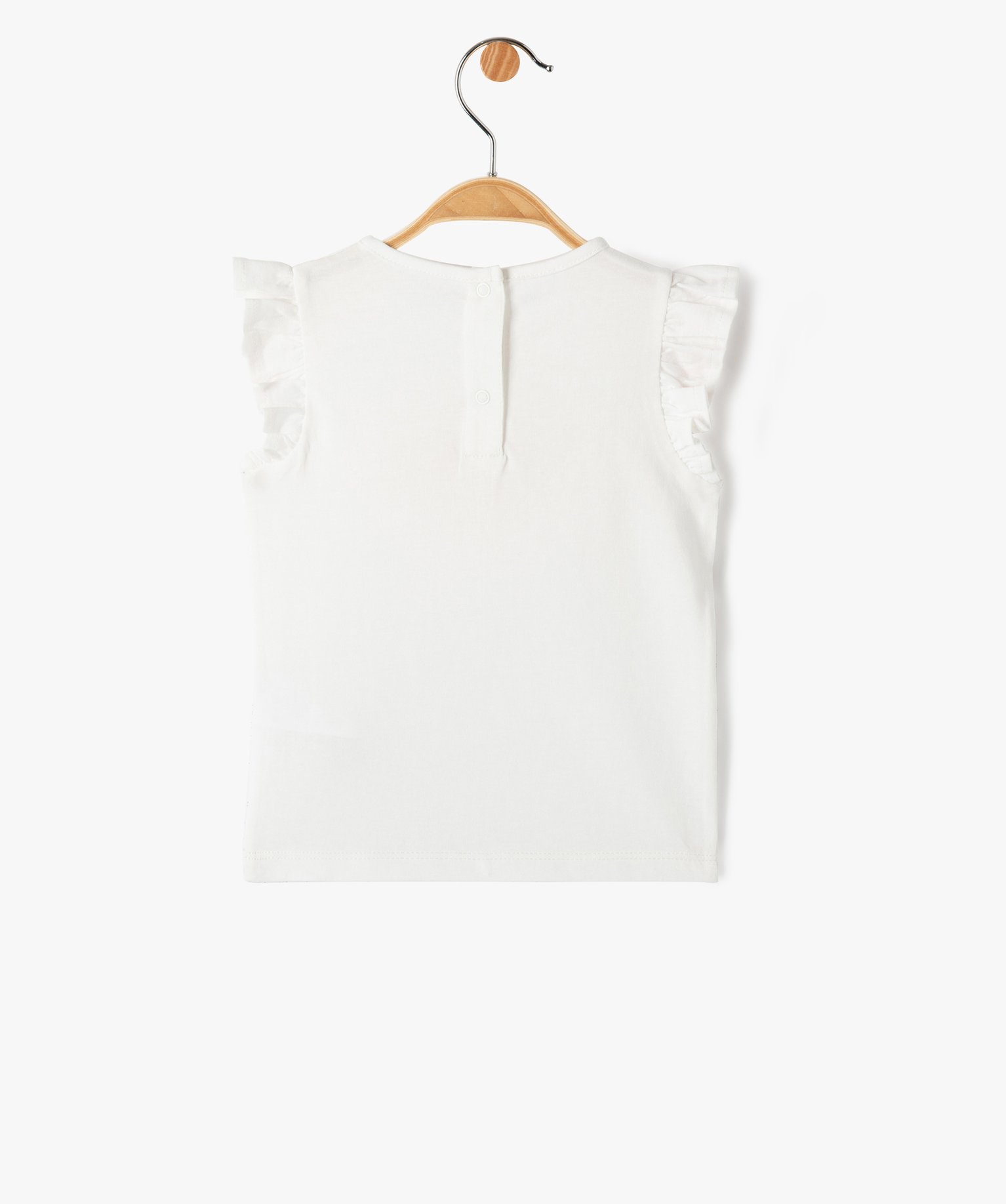 Tee-shirt bébé fille avec volants aux emmanchures ecru | GEMO