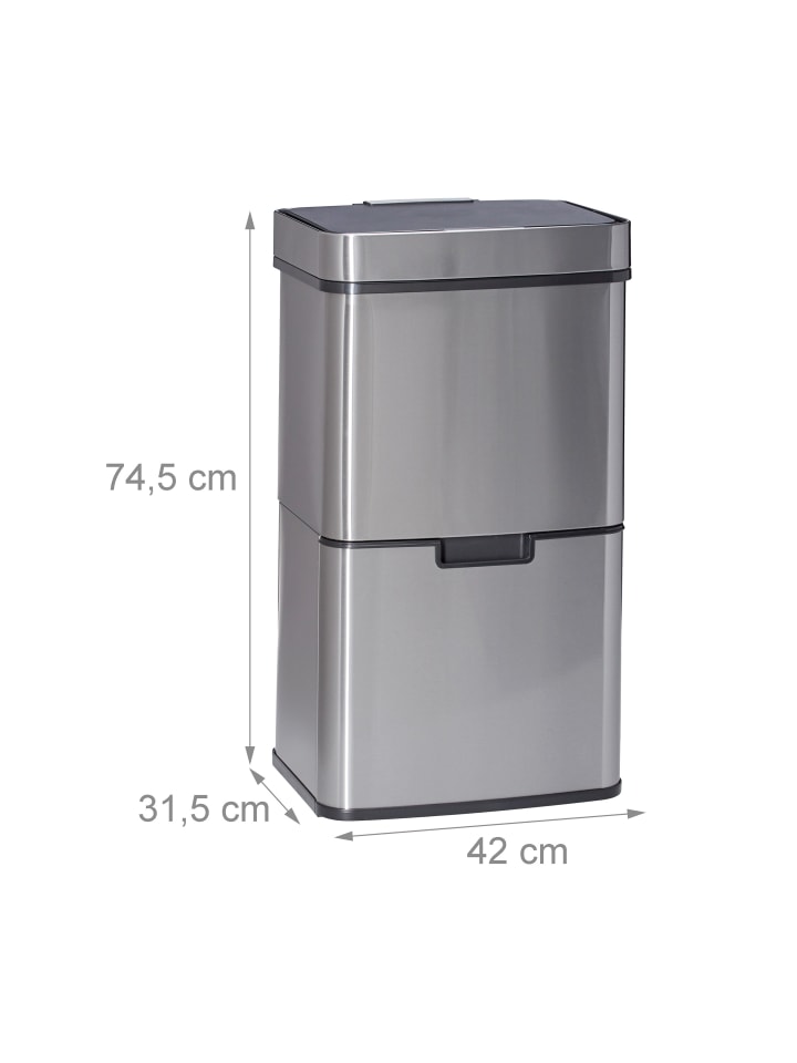 relaxdays Mülltrennsystem in Silber - 60l günstig kaufen onesize