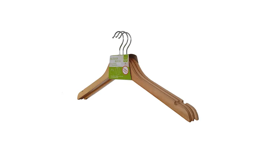 TRENDSHOP Kleiderbügel mit Rockschlitz aus Holz 3er Set