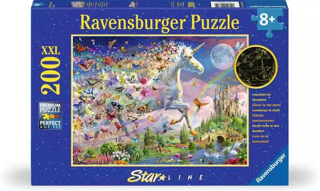 Kinderpuzzle ab 8 Jahren - Leuchtendes Schmetterlingseinhorn - 200 Teile