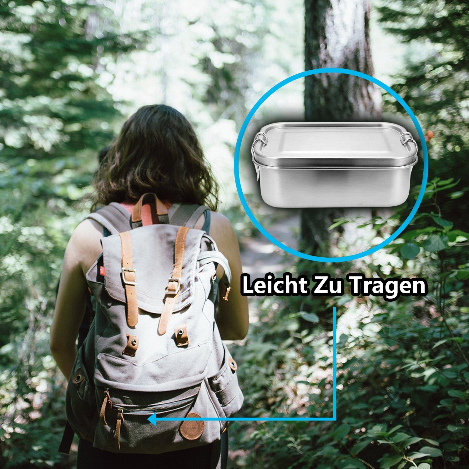 Lospitch Lunchbox Edelstahl Brotdose - Nachhaltige Lunchbox für Büro Schule Picknick