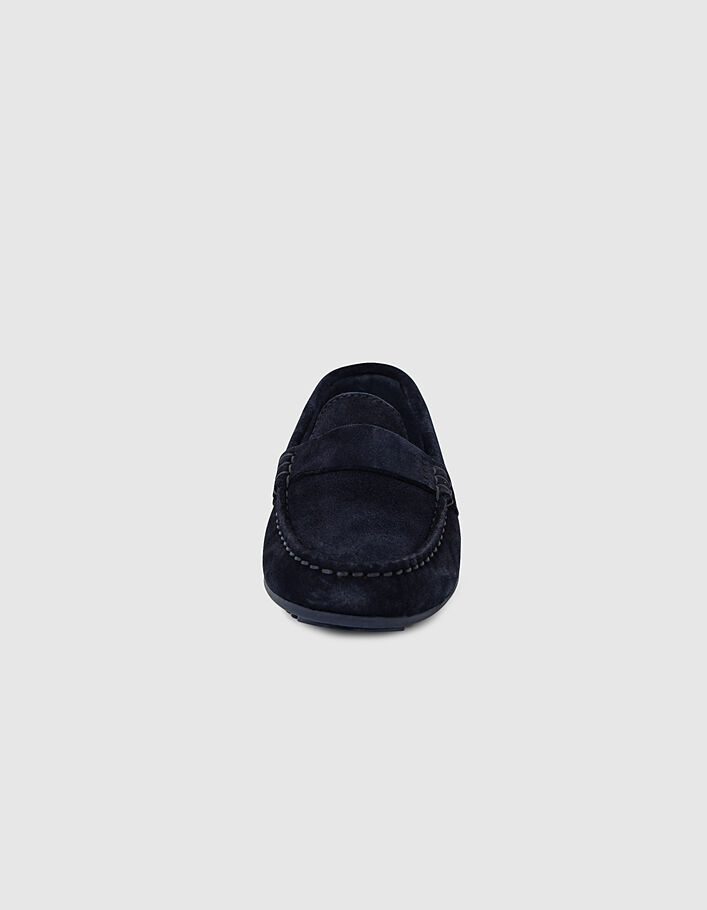 Mocassins navy en cuir velours garçon