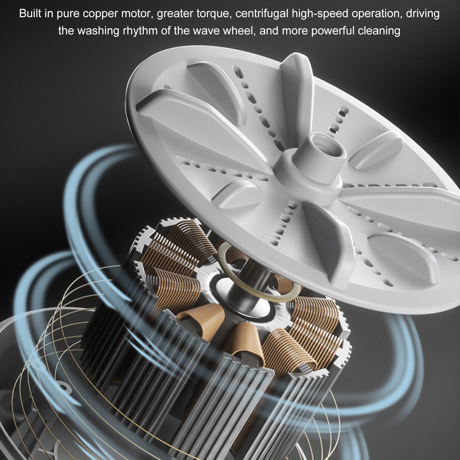 Rutaqian Wäscheschleuder Mini Turbine Waschmaschine Tragbar Dreigeschwindigkeitsfernbedienung, Haushalt Unterwäsche/Socken/Obst und Gemüse Sauber
