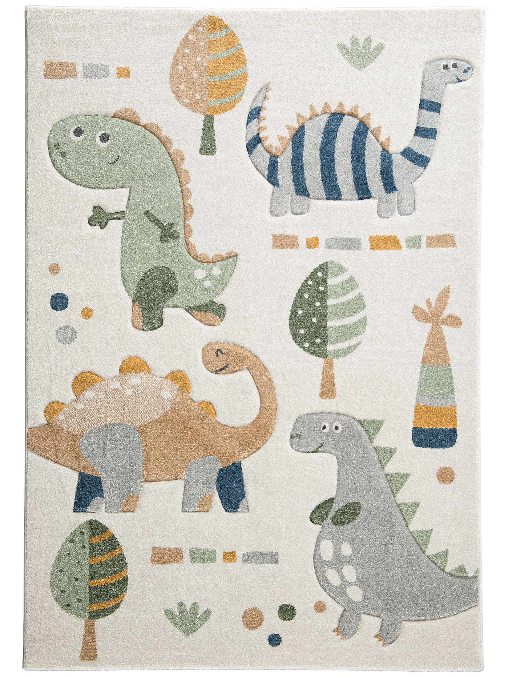 Dinoro Kinder-Teppich, Weiß/Grau