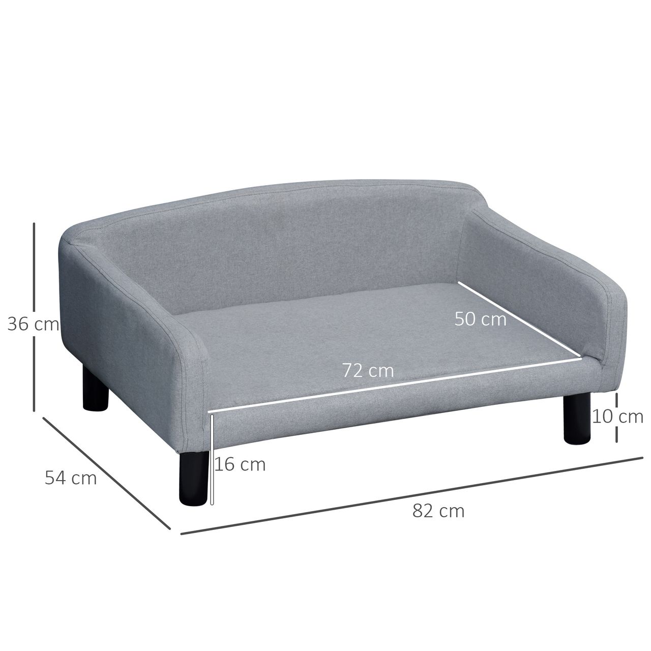 PawHut Hundesofa mit Weichem Bezug Haustiersofa Hundebett Katzensofa Holzbeinen