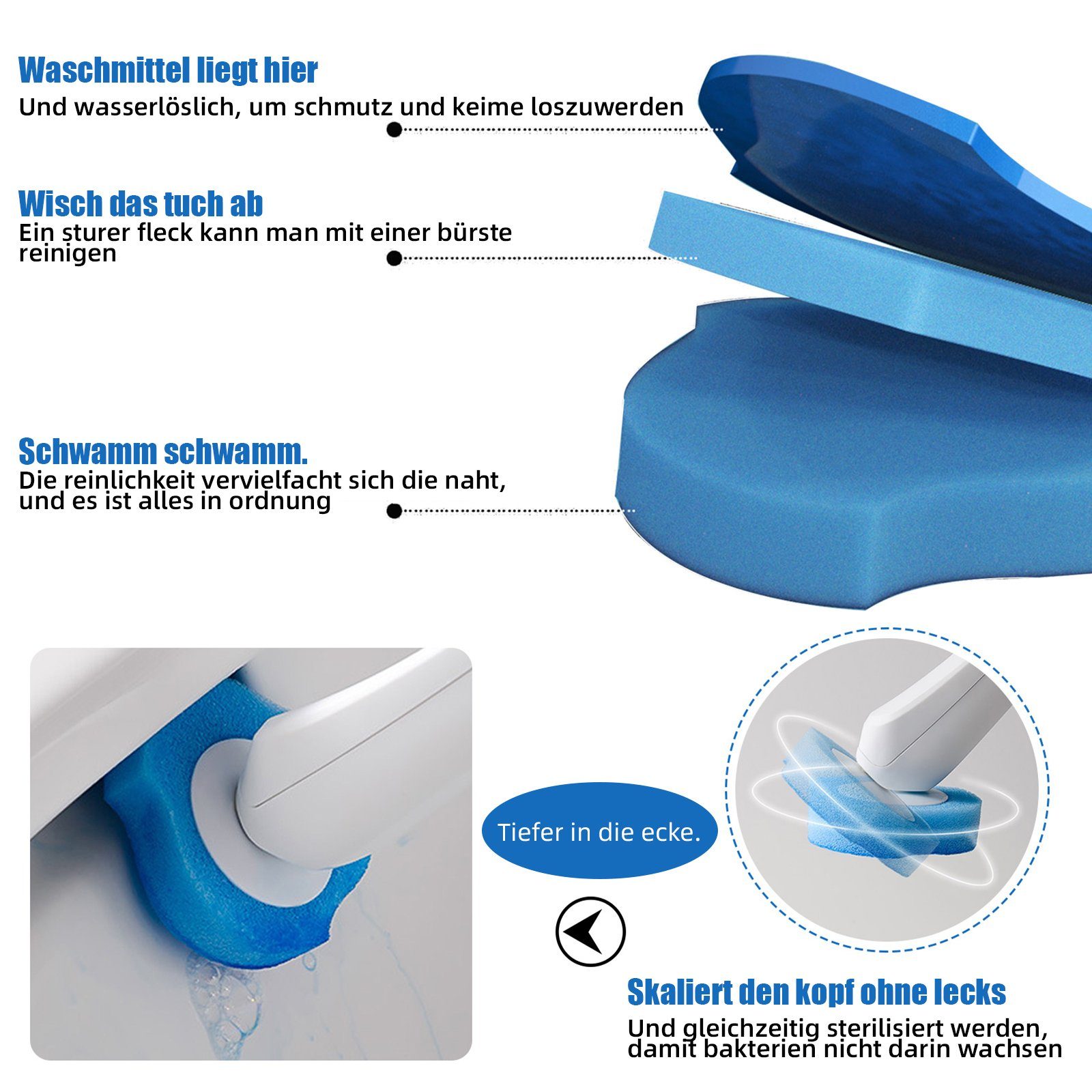 TWSOUL Reinigungsbürsten-Set Einweg-Toilettenbürsten-Set für den Haushalt, Rotierender Bürstenkopf, Flip-Top-Design