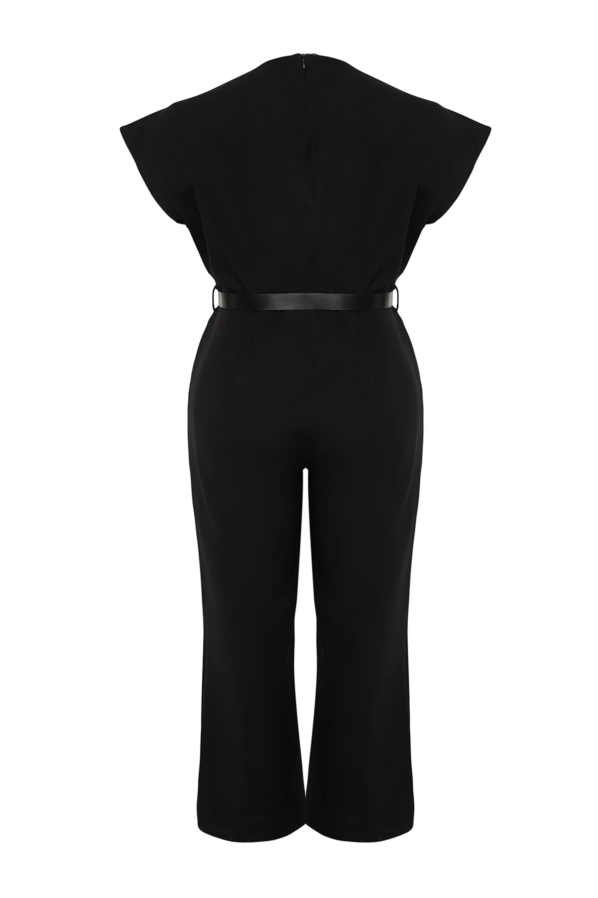Trendyol Curve  Schwarzer gewebter Jumpsuit mit Gürtel TBBSS24BG00003