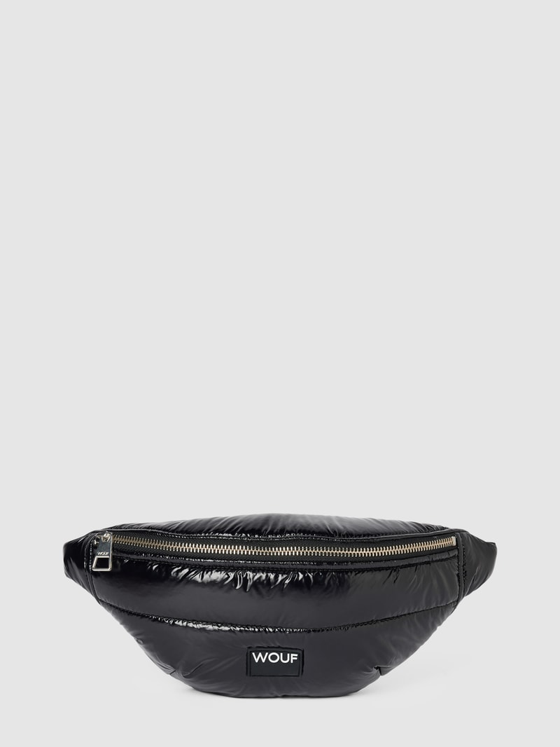 Bauchtasche mit Steppnähten Modell 'Glossy' in schwarz