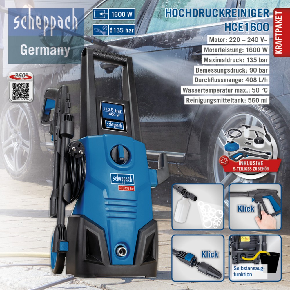 Scheppach Elektro-Hochdruckreiniger HCE1600 SE