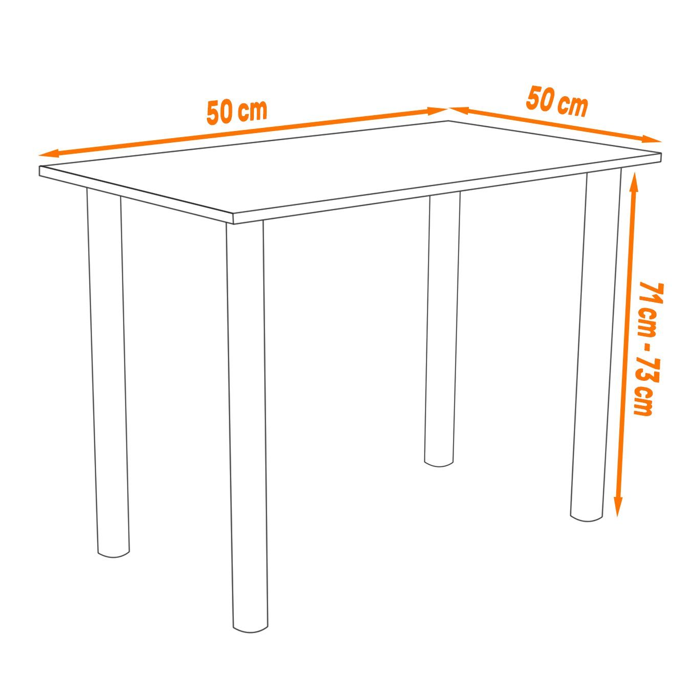 AKKE Esstisch (2mm PVC), Esszimmertisch mit Chrombeinen Küchentisch Bürotisch Kantenumleimung