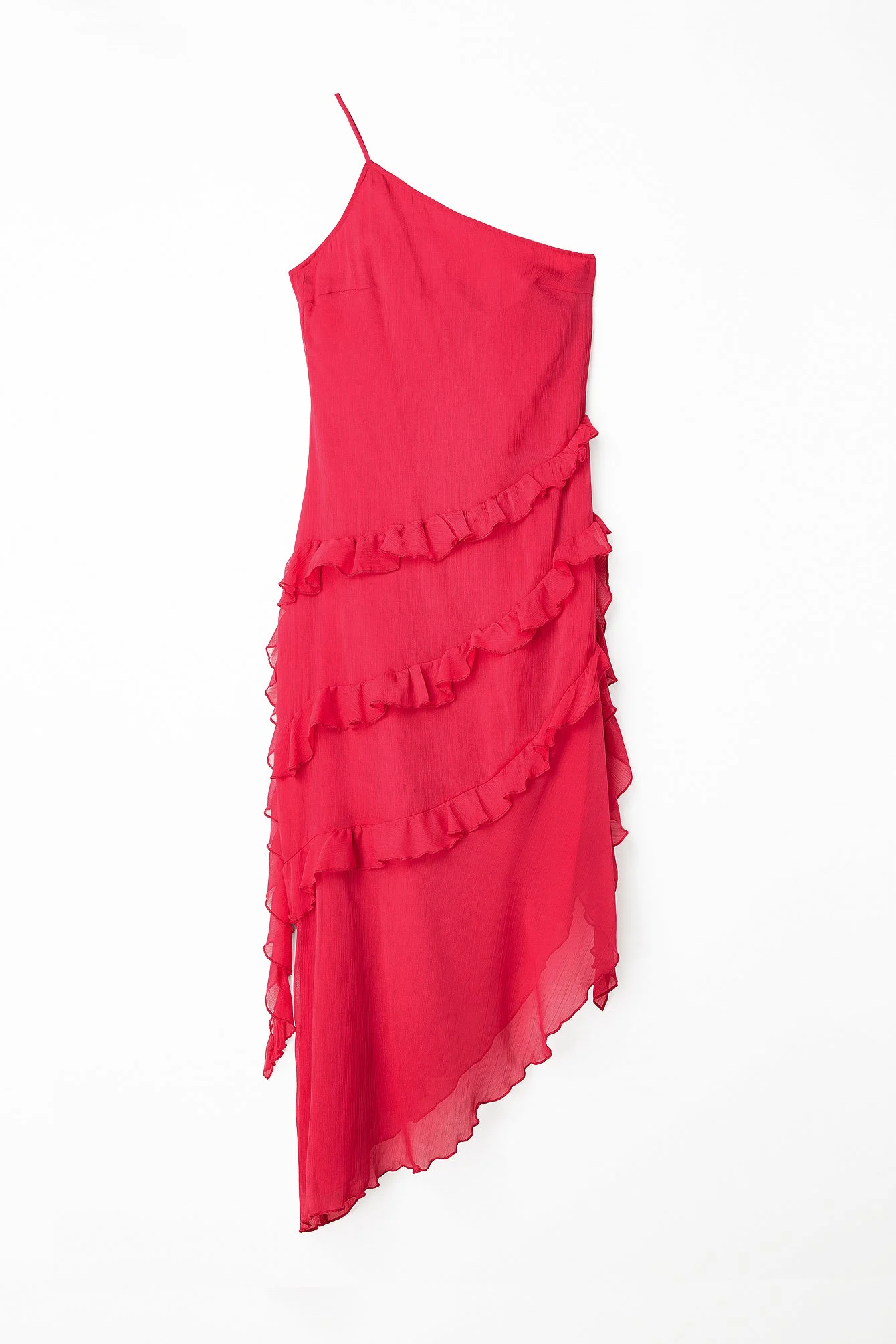 Chiffon-Midikleid mit Rüschen