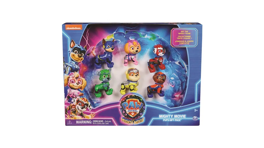 Spin Master - PAW Patrol: Der Mighty Kinofilm, Geschenkset mit 6 Superhelden-Spielfiguren