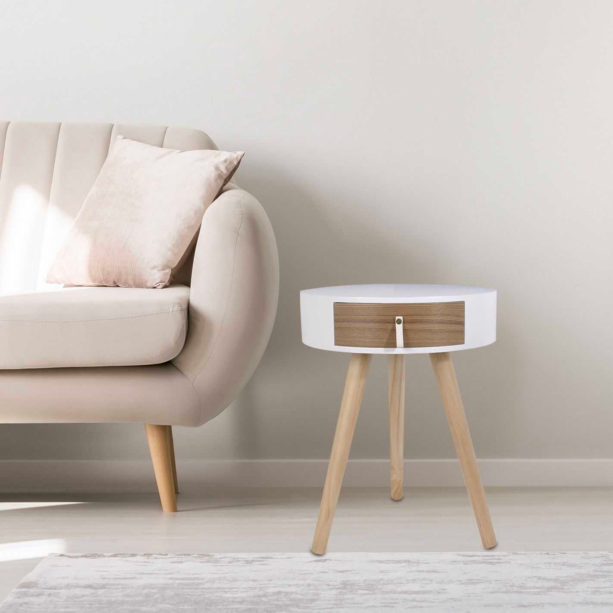 Table de chevet ronde bicolore TIHAME