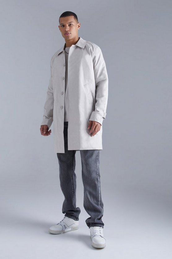 Tall einreihiger Twill-Trenchcoat
