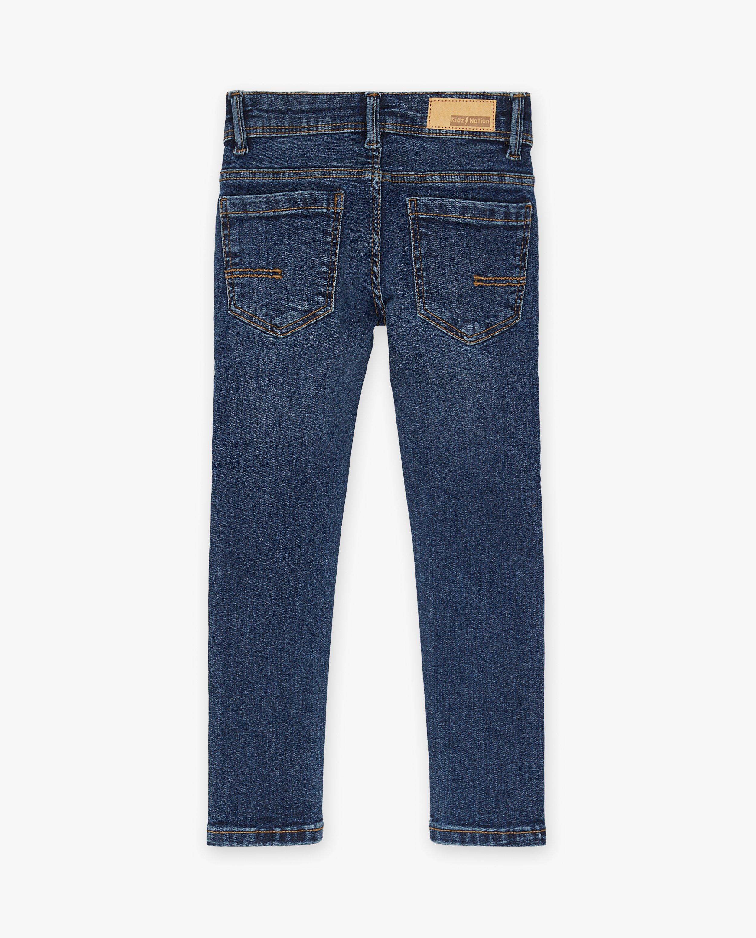 Blugi Kidz Nation albastru închis, croială skinny albastru închis