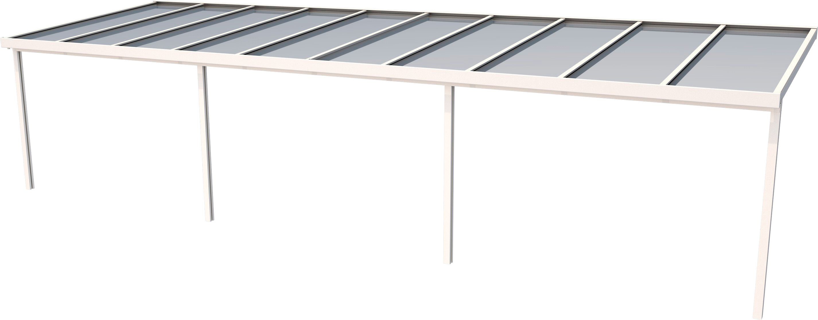 GUTTA Terrassendach Premium, BxT: 1014x306 cm, Bedachung Doppelstegplatten, BxT: 1014x306 cm, Dach Polycarbonat gestreift weiß