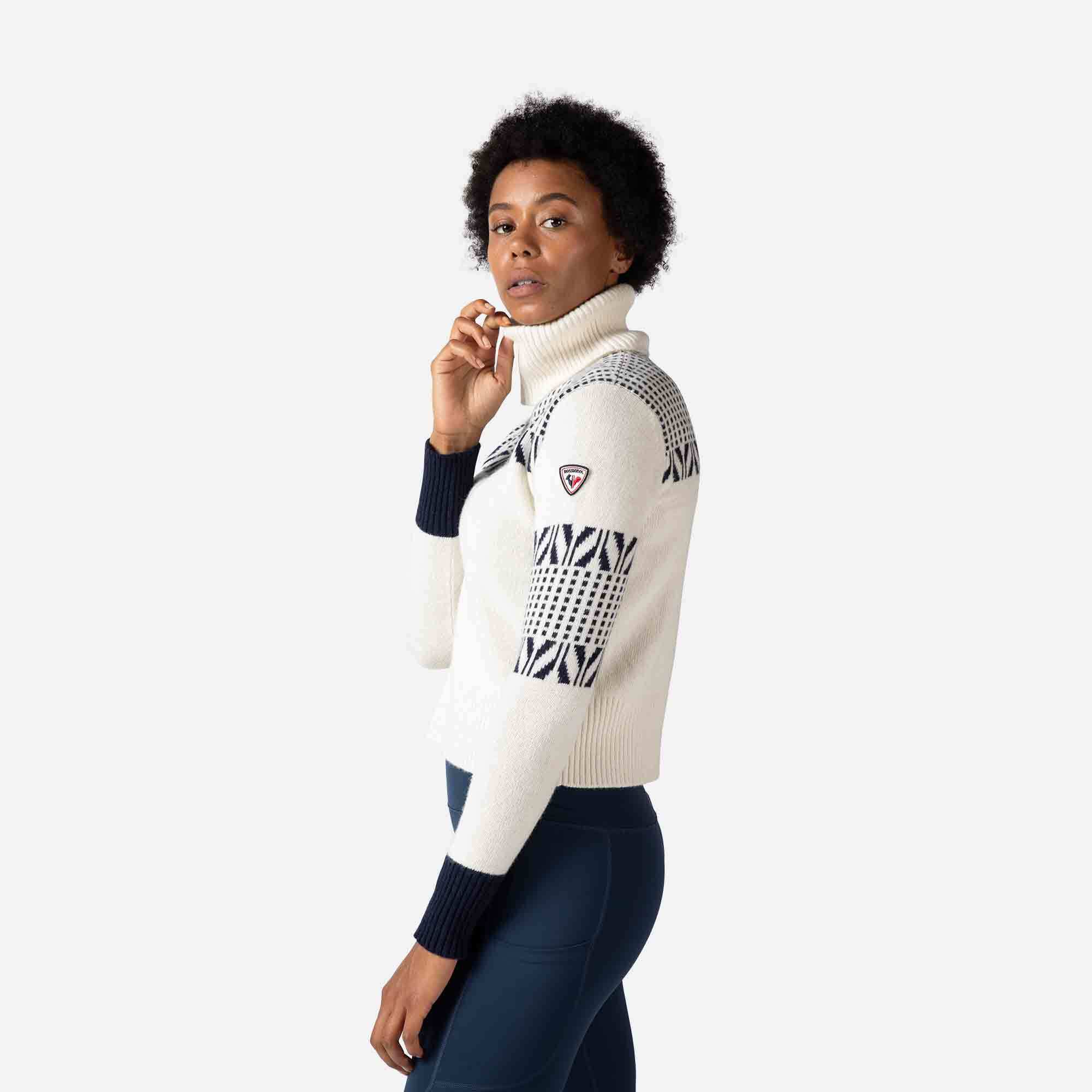 Pull en maille à col haut Vintage femme