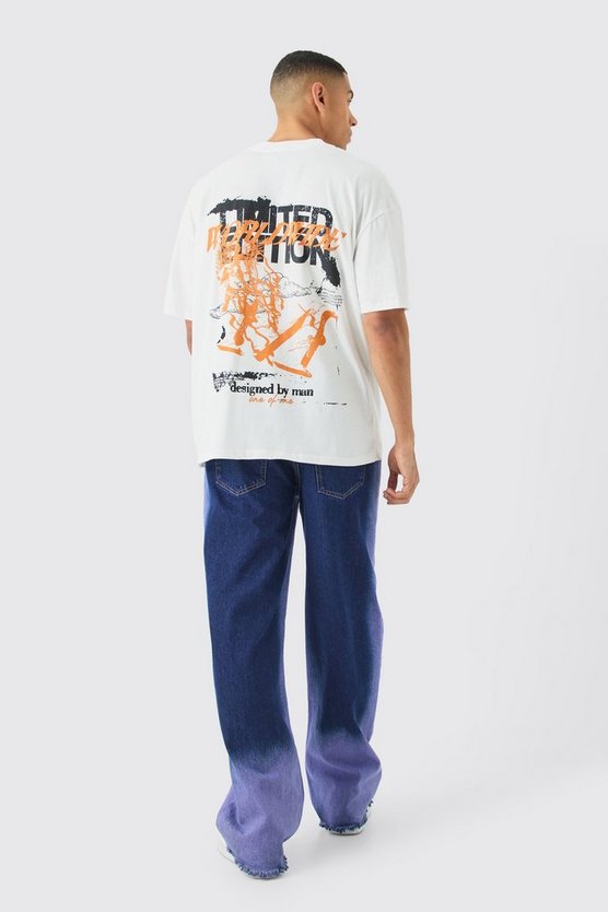 Oversize T-Shirt mit verlängerten Kragen und Limited Edition Print