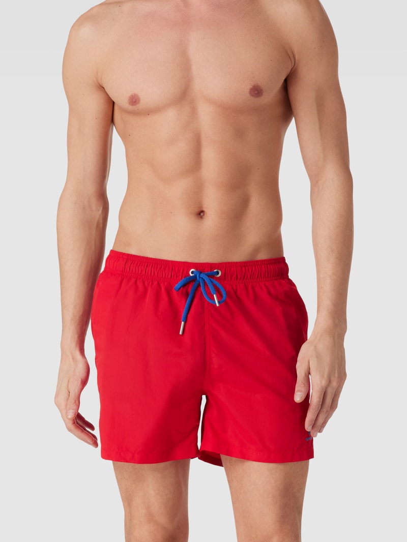 Badehose mit Label-Stitching in rot