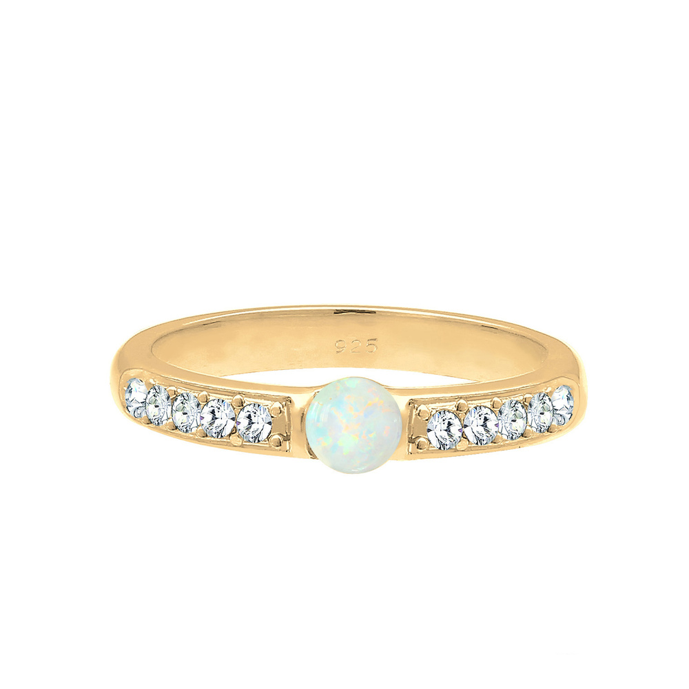 Elli PREMIUM Elli PREMIUM Bague Femme Précieuses et Glamour avec Cristaux et Opale en Argent S Bague