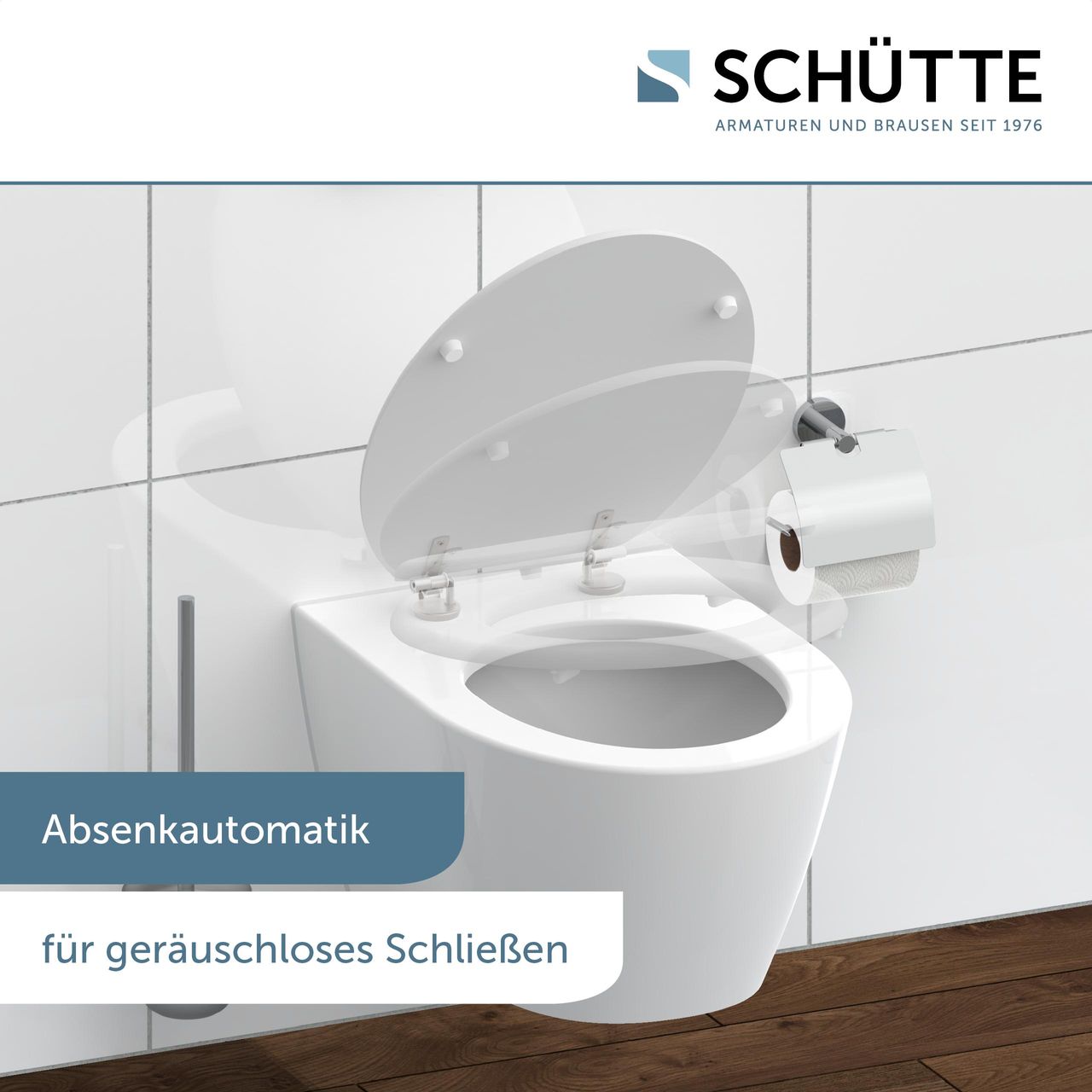 Schütte MDF WC Sitz WHITE, Toilettendeckel mit Absenkautomatik und Holzkern, Toilettensitz