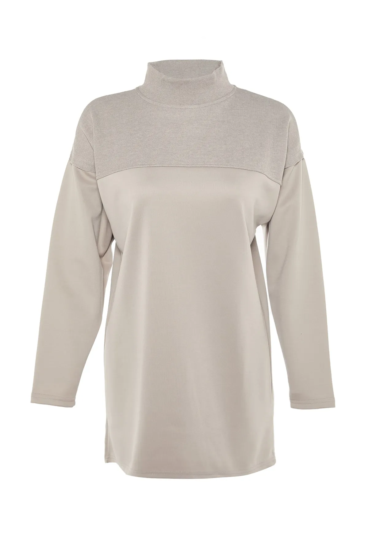 Trendyol Modest  Nerzfarbene gestrickte Tunika mit Blockfarben TCTAW23UK00060
